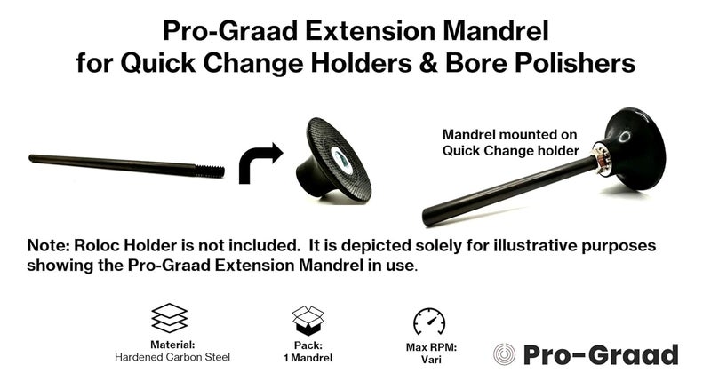 Pro-Grade EM-144 4” Extension Shank for Quick Change Disc Pad Holders & Bore Polishers, 1/4" Shank Mandrel x 4" Overall Length, 1/4"-20 Thread Size, Compatible with Roloc, Roll Lock, TR, TS Holders - Image 3